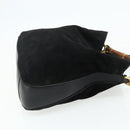 GUCCI Bamboo Hand Bag Suede 2way Black Gold 001 1014 1577 Auth bs34728-4