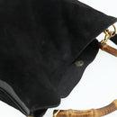 GUCCI Bamboo Hand Bag Suede 2way Black Gold 001 1014 1577 Auth bs34728-6