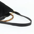 GUCCI Bamboo Hand Bag Suede 2way Black Gold 001 1014 1577 Auth bs34728-9