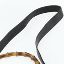 GUCCI Bamboo Shoulder Bag Leather 2way Black Gold Auth bs34729-10
