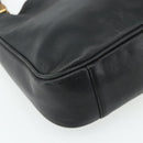 GUCCI Bamboo Shoulder Bag Leather 2way Black Gold Auth bs34729-13