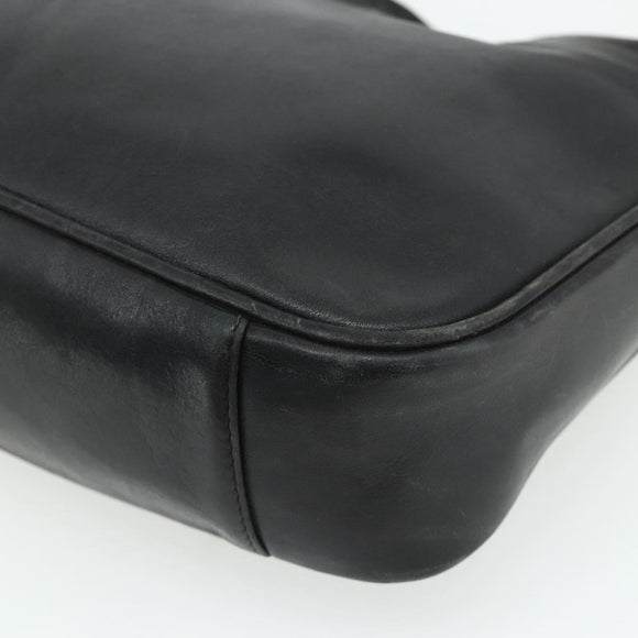 GUCCI Bamboo Shoulder Bag Leather 2way Black Gold Auth bs34729