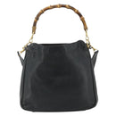GUCCI Bamboo Shoulder Bag Leather 2way Black Gold Auth bs34729-2
