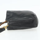 GUCCI Bamboo Shoulder Bag Leather 2way Black Gold Auth bs34729-4