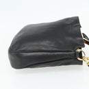 GUCCI Bamboo Shoulder Bag Leather 2way Black Gold Auth bs34729-5