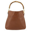 GUCCI Bamboo Hand Bag Leather 2way Brown Gold 001 2113 1638 Auth bs34730-13
