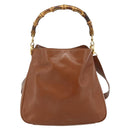 GUCCI Bamboo Hand Bag Leather 2way Brown Gold 001 2113 1638 Auth bs34730-2