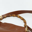 GUCCI Bamboo Hand Bag Leather 2way Brown Gold 001 2113 1638 Auth bs34730-14