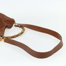 GUCCI Bamboo Hand Bag Leather 2way Brown Gold 001 2113 1638 Auth bs34730-8
