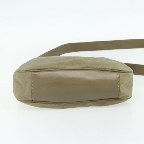 GUCCI Bamboo Shoulder Bag Nylon 2way Khaki Silver 001 1638 Auth bs34731