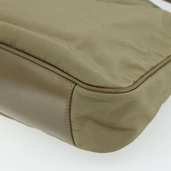 GUCCI Bamboo Shoulder Bag Nylon 2way Khaki Silver 001 1638 Auth bs34731