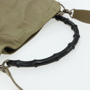 GUCCI Bamboo Shoulder Bag Nylon 2way Khaki Silver 001 1638 Auth bs34731-7