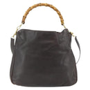 GUCCI Bambus Handtasche Leder 2-Wege Braun Gold 001 2058 1577 0 Auth bs34732-13