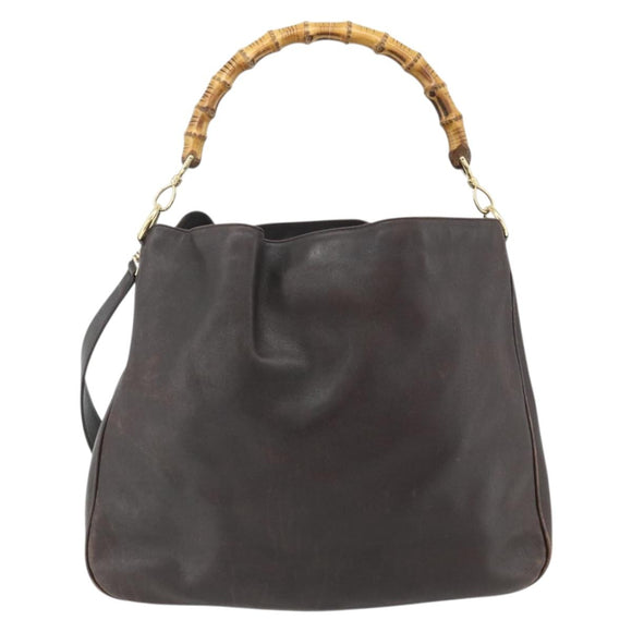 GUCCI Bambus Handtasche Leder 2-Wege Braun Gold 001 2058 1577 0 Auth bs34732