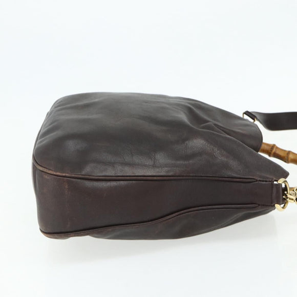 GUCCI Bambus Handtasche Leder 2-Wege Braun Gold 001 2058 1577 0 Auth bs34732