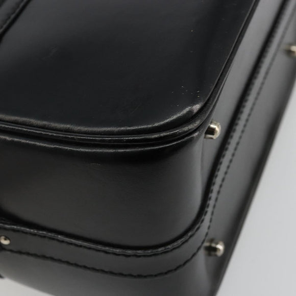 GUCCI Bamboo Vanity Hand Bag Leather Black Silver Auth bs34733