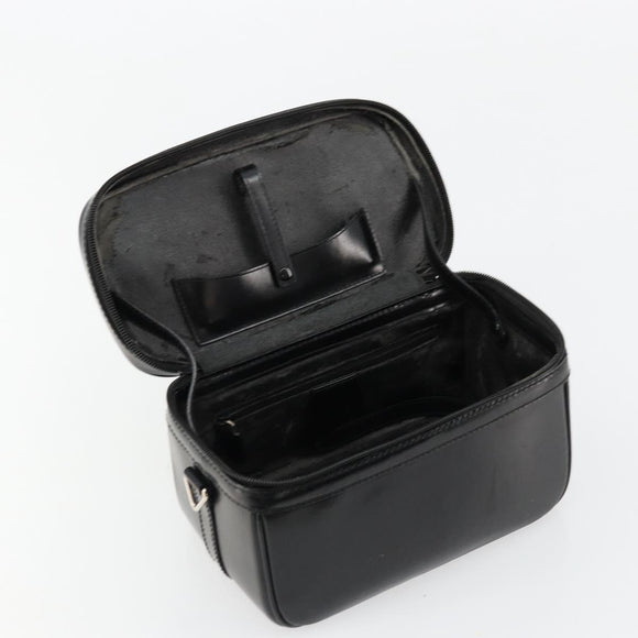 GUCCI Bamboo Vanity Hand Bag Leather Black Silver Auth bs34733