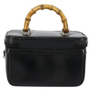 GUCCI Bamboo Vanity Hand Bag Leather Black Silver Auth bs34733-2