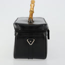 GUCCI Bamboo Vanity Hand Bag Leather Black Silver Auth bs34733-3