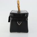 GUCCI Bamboo Vanity Hand Bag Leather Black Silver Auth bs34733-4