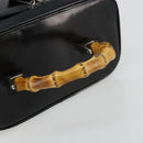 GUCCI Bamboo Vanity Hand Bag Leather Black Silver Auth bs34733-7