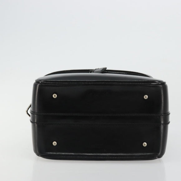 GUCCI Bamboo Vanity Hand Bag Leather Black Silver Auth bs34733