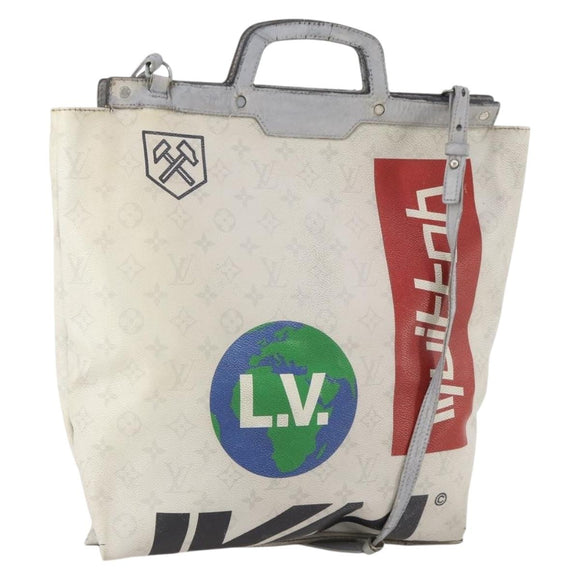 LOUIS VUITTON White Flat Vertical Toe Bag 2way Multicolor M44627 LV Auth bs34737