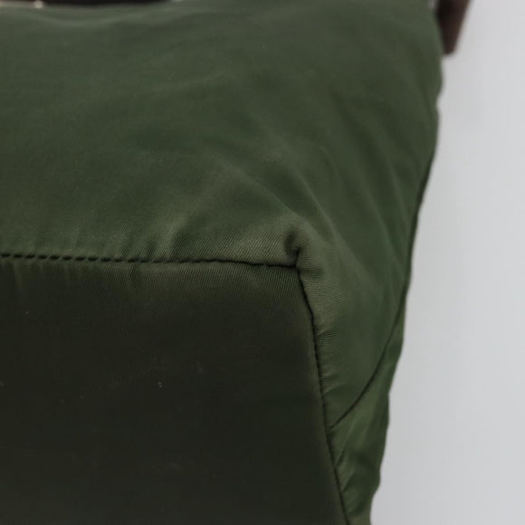 PRADA Umhängetasche Nylon Khaki Silber Auth bs34740