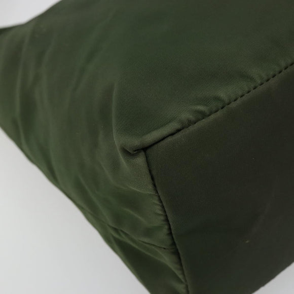 PRADA Umhängetasche Nylon Khaki Silber Auth bs34740