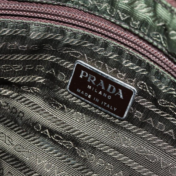 PRADA Umhängetasche Nylon Khaki Silber Auth bs34740