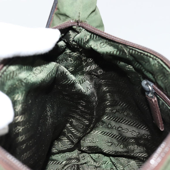 PRADA Umhängetasche Nylon Khaki Silber Auth bs34740