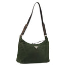 PRADA Umhängetasche Nylon Khaki Silber Auth bs34740-1