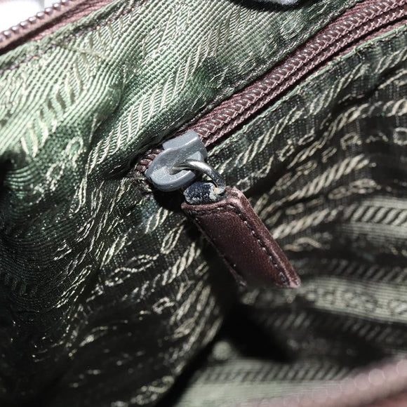 PRADA Umhängetasche Nylon Khaki Silber Auth bs34740