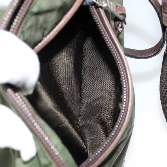 PRADA Umhängetasche Nylon Khaki Silber Auth bs34740