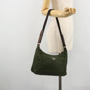 PRADA Umhängetasche Nylon Khaki Silber Auth bs34740-26