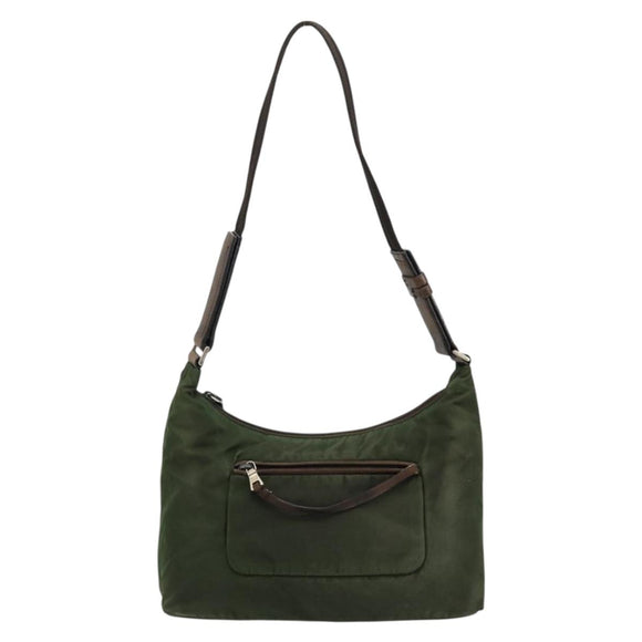 PRADA Umhängetasche Nylon Khaki Silber Auth bs34740