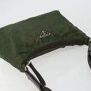 PRADA Umhängetasche Nylon Khaki Silber Auth bs34740-6