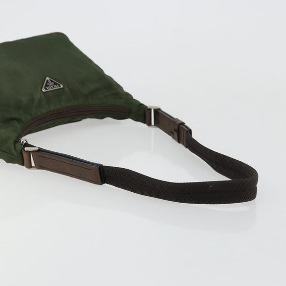 PRADA Umhängetasche Nylon Khaki Silber Auth bs34740
