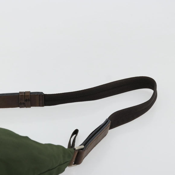 PRADA Umhängetasche Nylon Khaki Silber Auth bs34740
