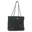 PRADA Tote Bag Nylon Black Silver Auth bs34741-1