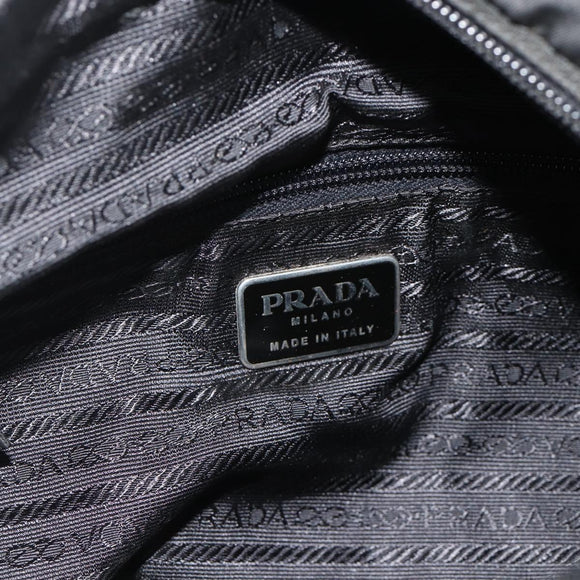 PRADA Tote Bag Nylon Black Silver Auth bs34741