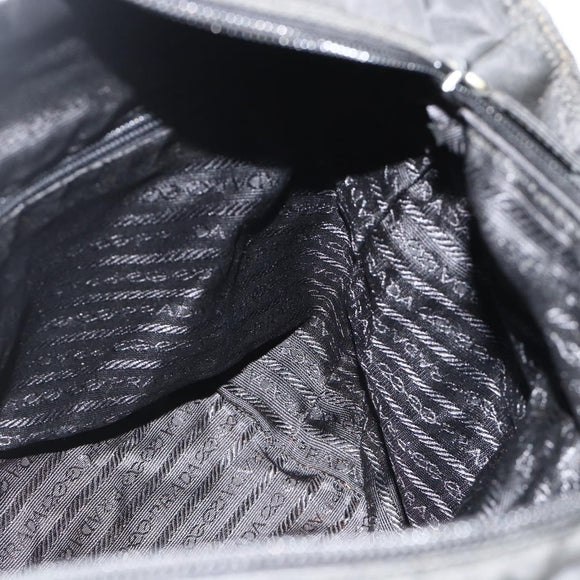 PRADA Tote Bag Nylon Black Silver Auth bs34741