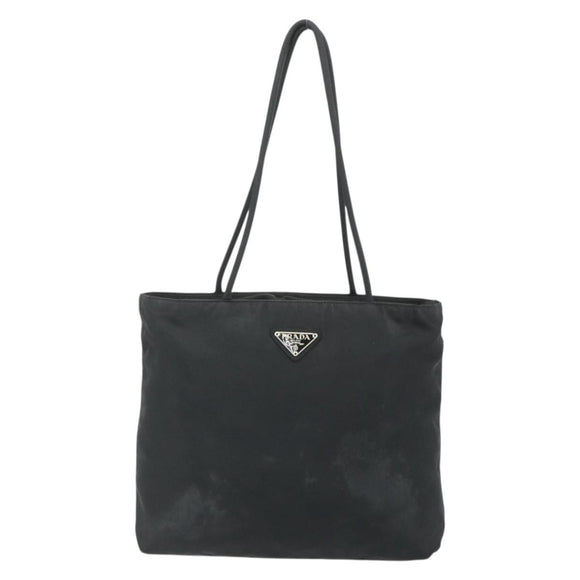 PRADA Tote Bag Nylon Black Silver Auth bs34741