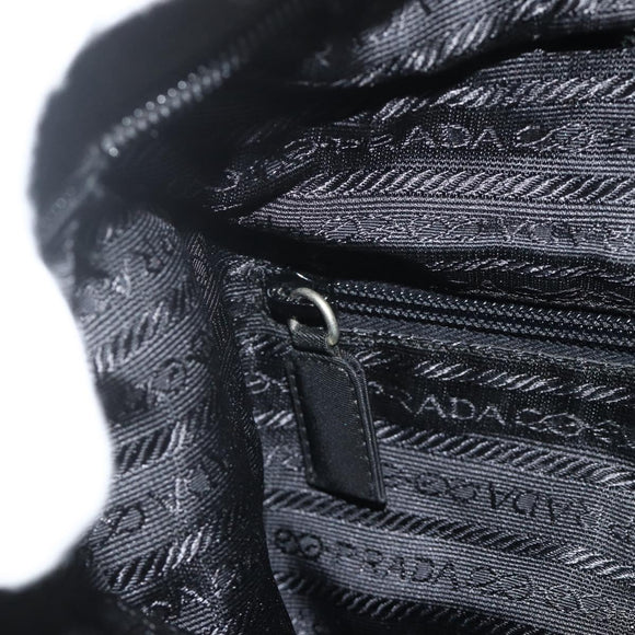 PRADA Tote Bag Nylon Black Silver Auth bs34741