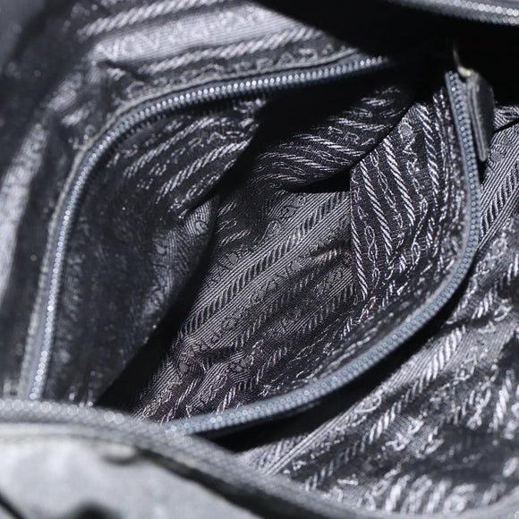 PRADA Tote Bag Nylon Black Silver Auth bs34741