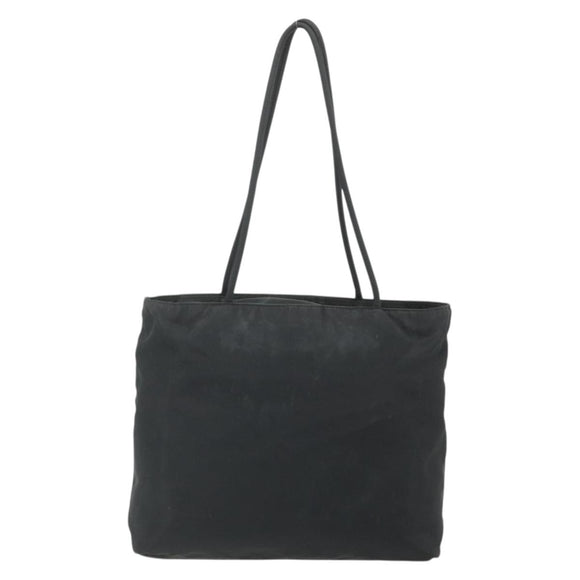 PRADA Tote Bag Nylon Black Silver Auth bs34741