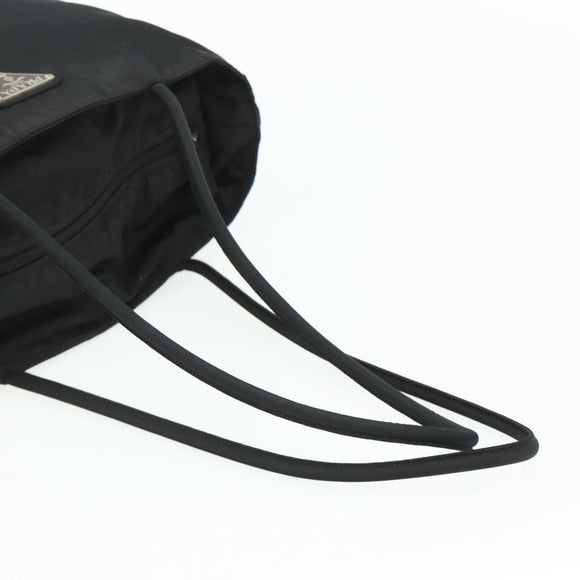 PRADA Tote Bag Nylon Black Silver Auth bs34741