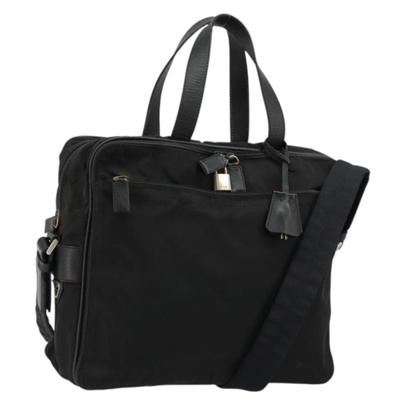 PRADA Hand Bag Nylon 2way Black Silver Auth bs34745