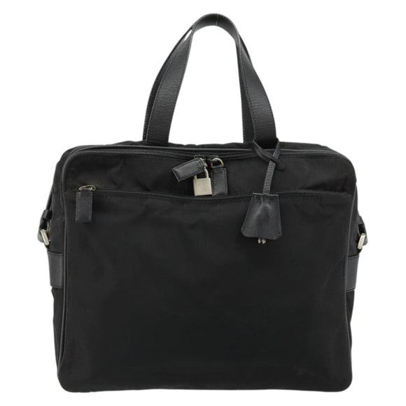 PRADA Hand Bag Nylon 2way Black Silver Auth bs34745