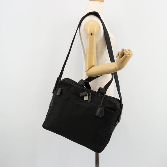PRADA Hand Bag Nylon 2way Black Silver Auth bs34745